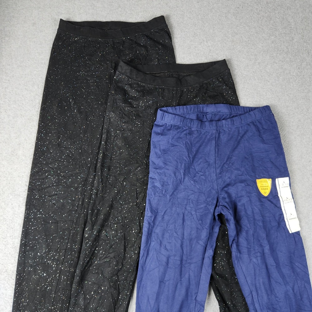 Cat & Jack Leggings Girls L-10/12 Black Sparkle Glitter Cotton Stretch Lot of 3